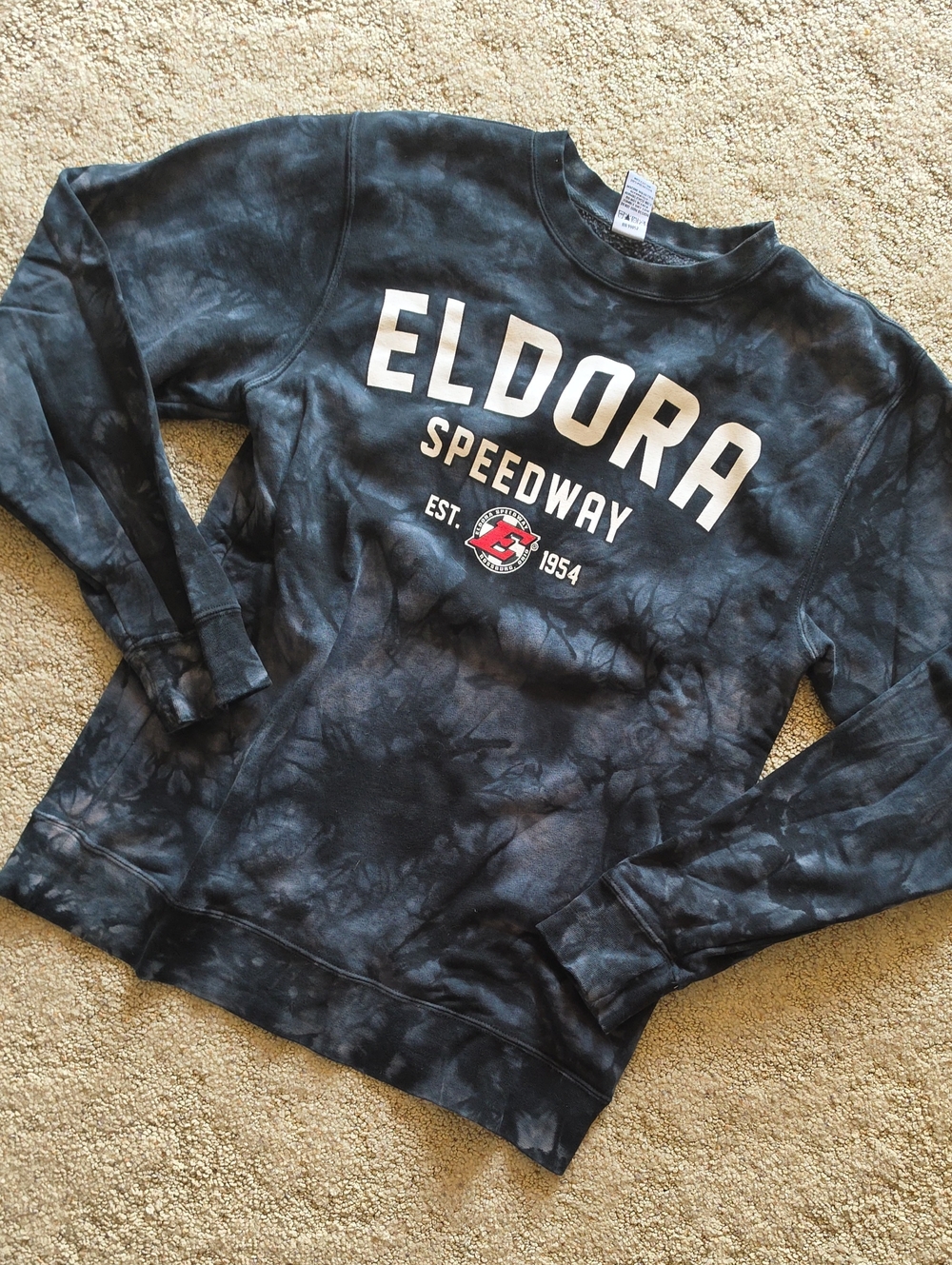 Eldora Speedway Tie-Dye Black Crewneck Sweatshirt